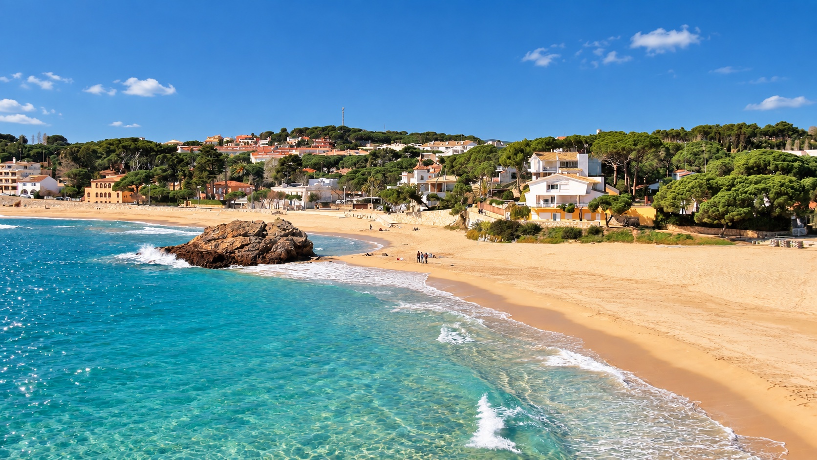 Platja de la Fosca sob o sol de verão, Costa Brava